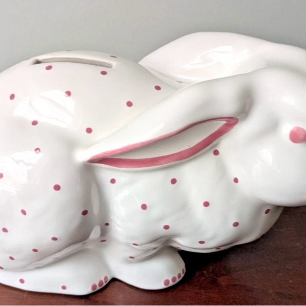 Tiffany & Co. White Ceramic Bunny with Pink Polka Dots - Picture 2 of 8